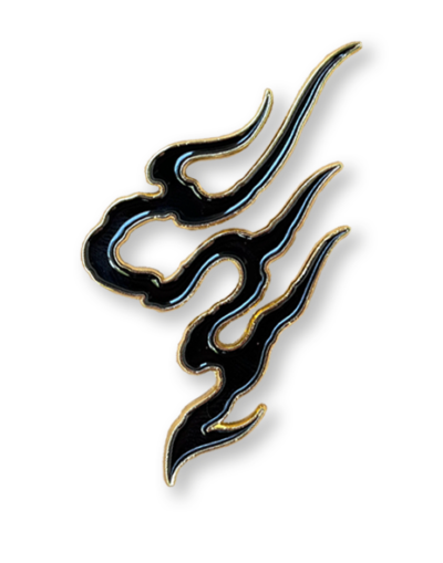 black flame enamel pins