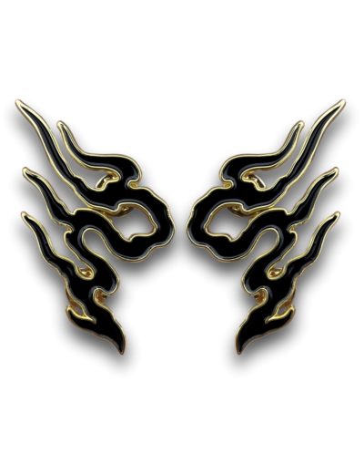 Soft Enamel pins Black Flames by Fabio Gargiulo